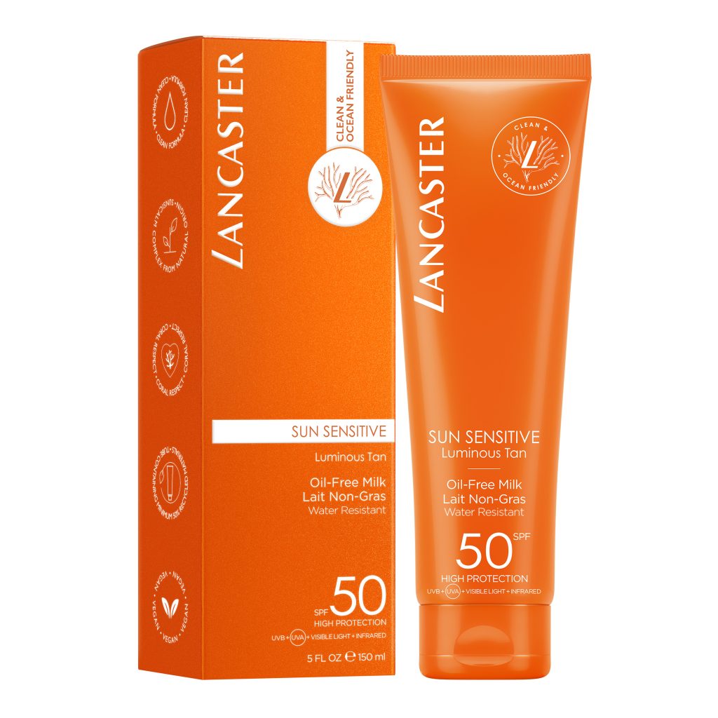 Lancaster Sun Sensitive Luminous Tan SPF 50 güneş sütü ve kutusu
