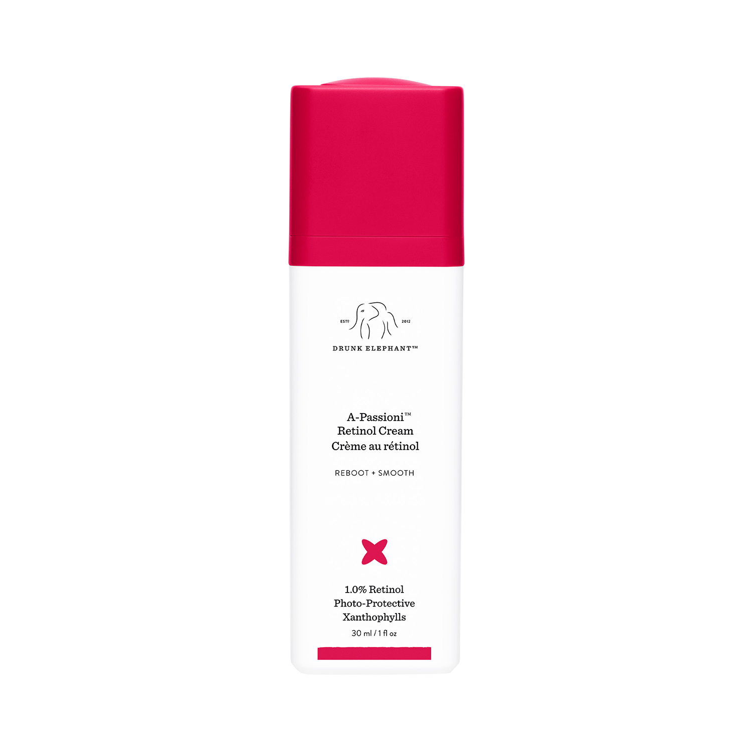 Drunk Elephant A-Passioni Retinol Krem fuşya kapaklı beyaz şişe