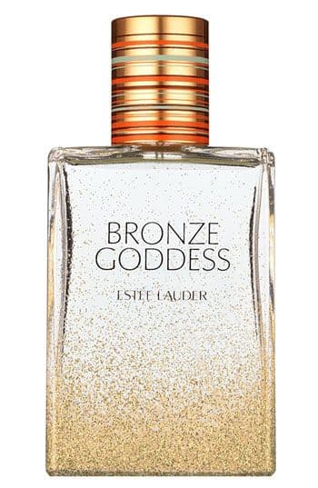 Estee Lauder Bronze Goddess parfüm simli şeffaf şişe çizgili kapak