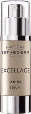 Institut Esthederm Excellage Sérum altın rengi pompa başlıklı kozmetik şişesi
