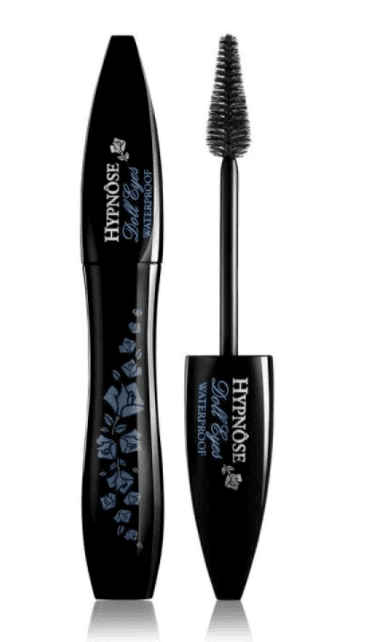 Siyah çiçek desenli Hypnôse Doll Eyes Waterproof maskara tüpü ve fırçası