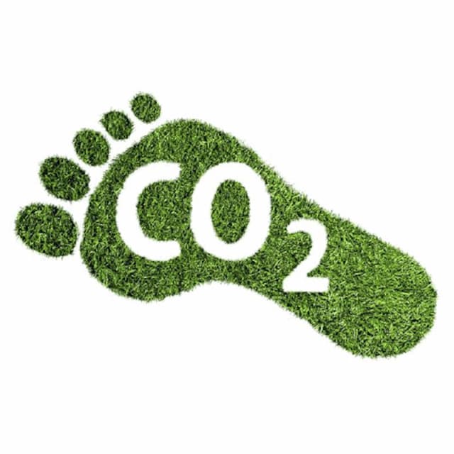 Yeşil çimden oluşan karbon ayak izi üzerinde CO2 yazısı