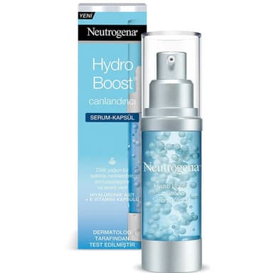 Neutrogena Hydro Boost canlandırıcı serum kapsülleri şişesi ve kutusu