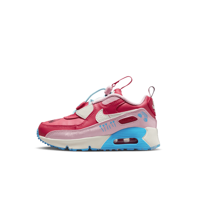 Kırmızı pembe mavi Nike Air Max çocuk ayakkabısı kalp ve gökkuşağı detaylı