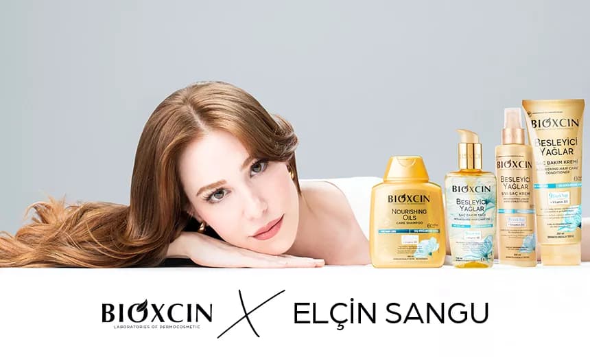 Elçin Sangu ve Bioxcin Besleyici Yağlar serisi iş birliği reklamı