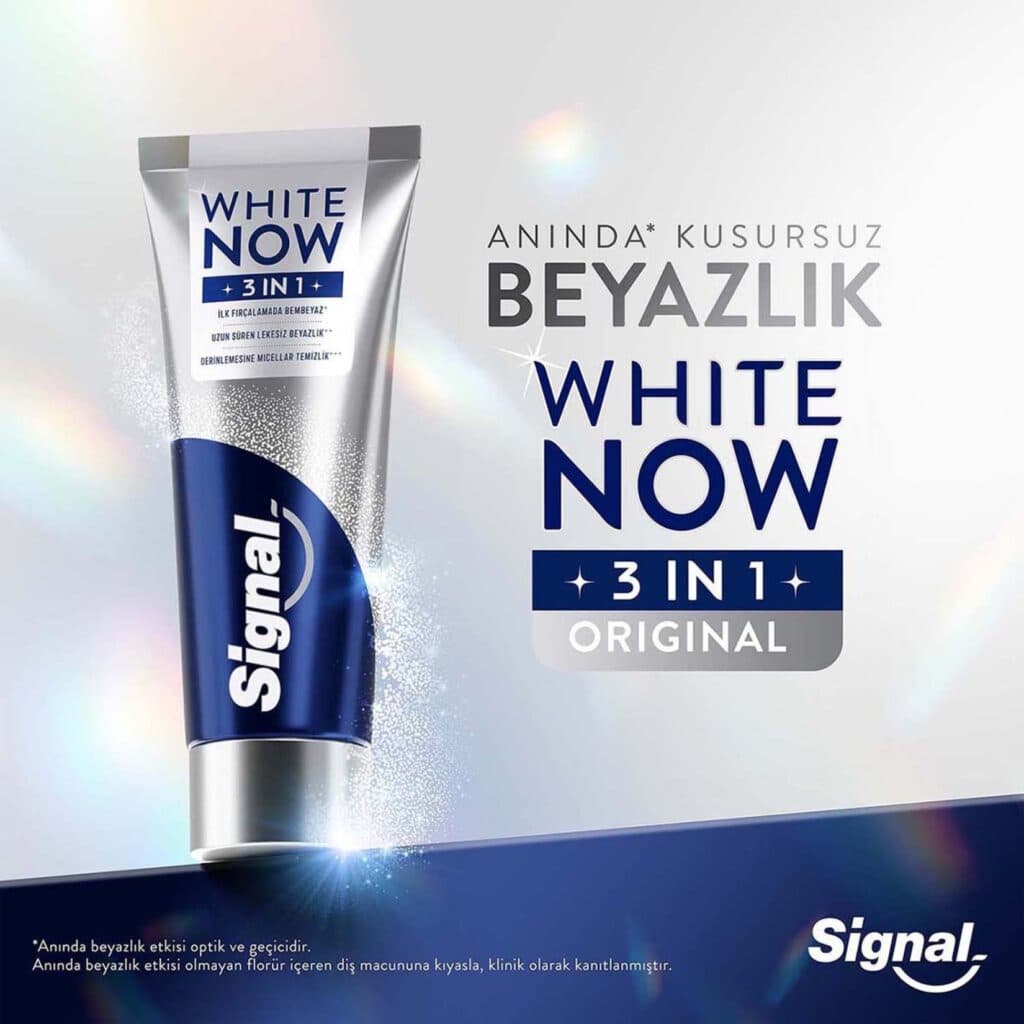 Signal White Now 3'ü 1 arada anında kusursuz beyazlık diş macunu