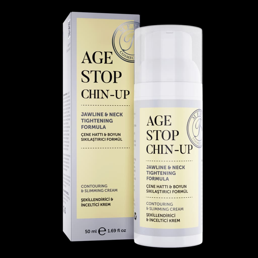 Age Stop Chin-Up çene ve boyun sıkılaştırıcı bakım kremi ve kutusu