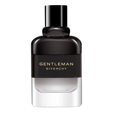 Koyu renkli Givenchy Gentleman parfüm şişesi altın yazılı şık tasarım