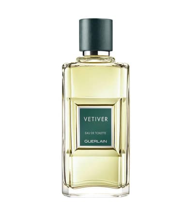 Guerlain Vetiver Eau de Toilette parfüm şişesi beyaz arka planda