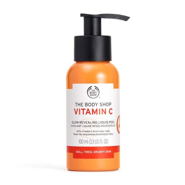 The Body Shop C Vitamini ışıltı veren sıvı peeling turuncu şişe