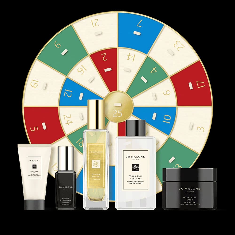 Jo Malone güzellik ürünleri ve renkli bir Noel takvimi