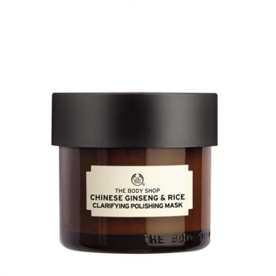 The Body Shop Çin Ginsengi Pirinç Arındırıcı Cilalama Maskesi kahverengi kavanozda