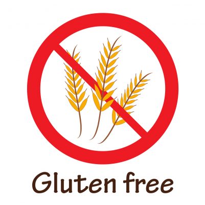 Glutensiz logosu üzerinde buğday bulunan kırmızı yasak işareti bir etiket