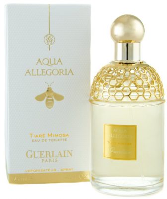 Guerlain Aqua Allegoria Tiare Mimosa parfüm şişesi ve kutusu