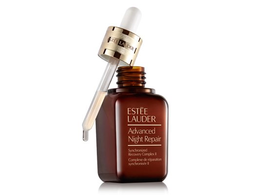 Açık Estée Lauder Advanced Night Repair yüz serumu kahverengi şişe ve damlalık