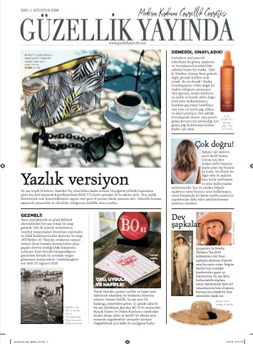 Güzellik, moda ve yaşam tarzı dergisinden yazlık öneriler içeren sayfa
