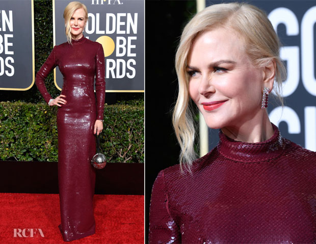 Nicole Kidman kırmızı payetli uzun elbisesiyle Altın Küre kırmızı halıda