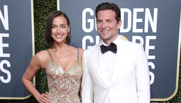Irina Shayk ve Bradley Cooper kırmızı halıda gülümsüyor şık kıyafetlerle