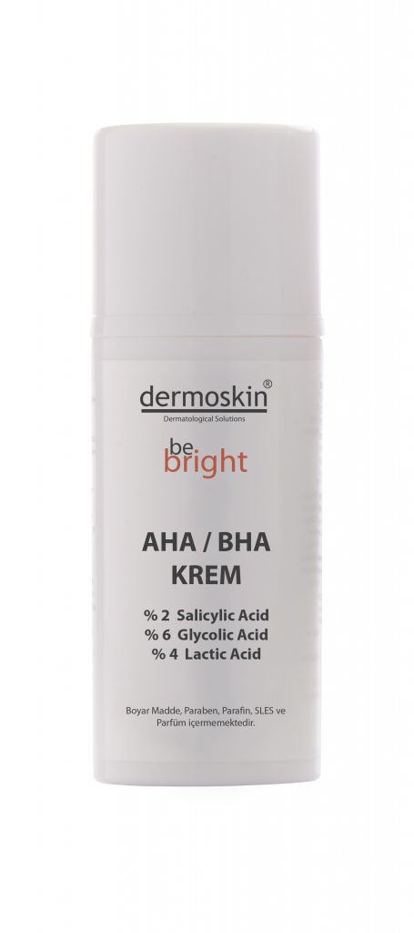 Dermoskin be bright AHA BHA krem salisilik glikolik laktik asitler içerir