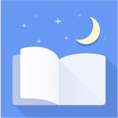 Gece gökyüzünde ay ve yıldızlarla açık beyaz bir kitap