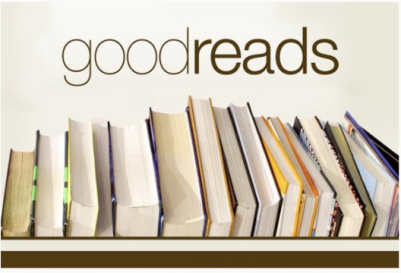 goodreads logosu ve bir raf dolusu kitap