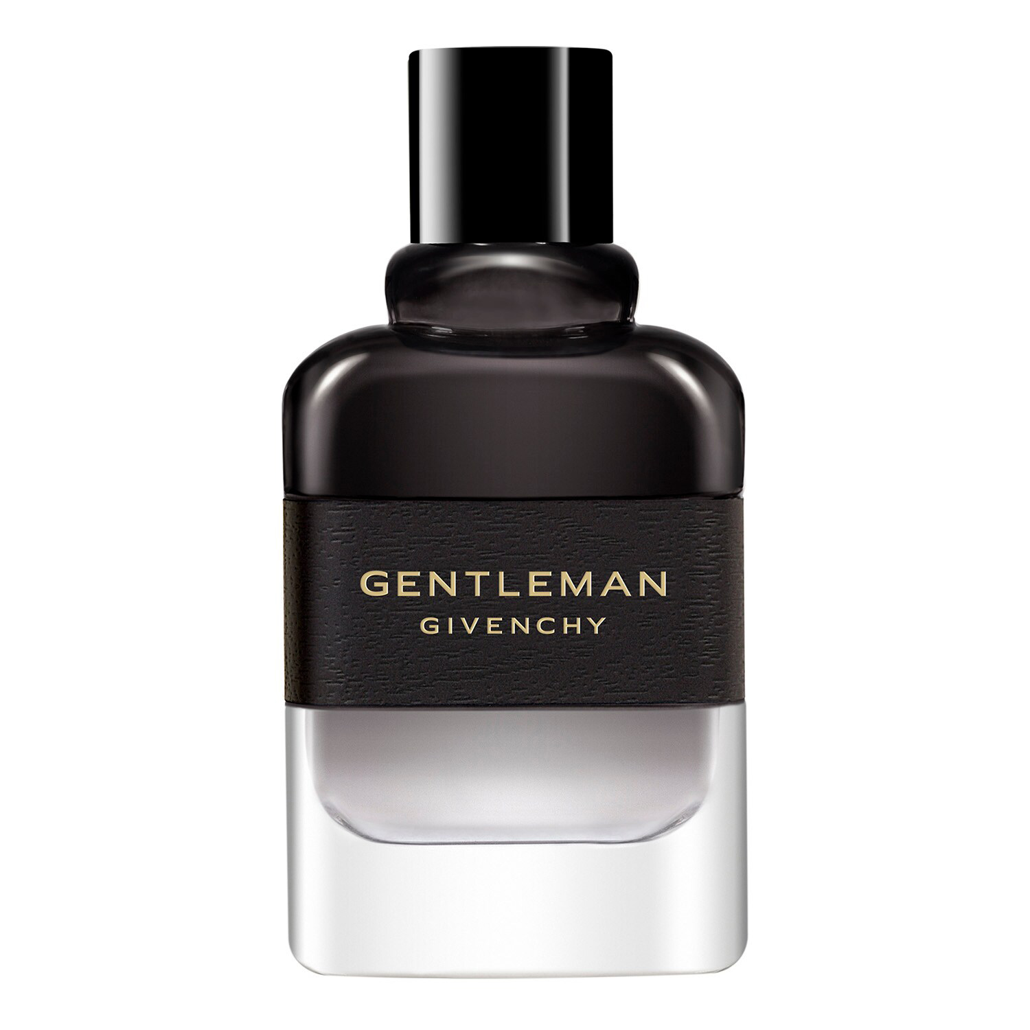 Koyu renkli Givenchy Gentleman parfüm şişesi altın yazılı şık tasarım