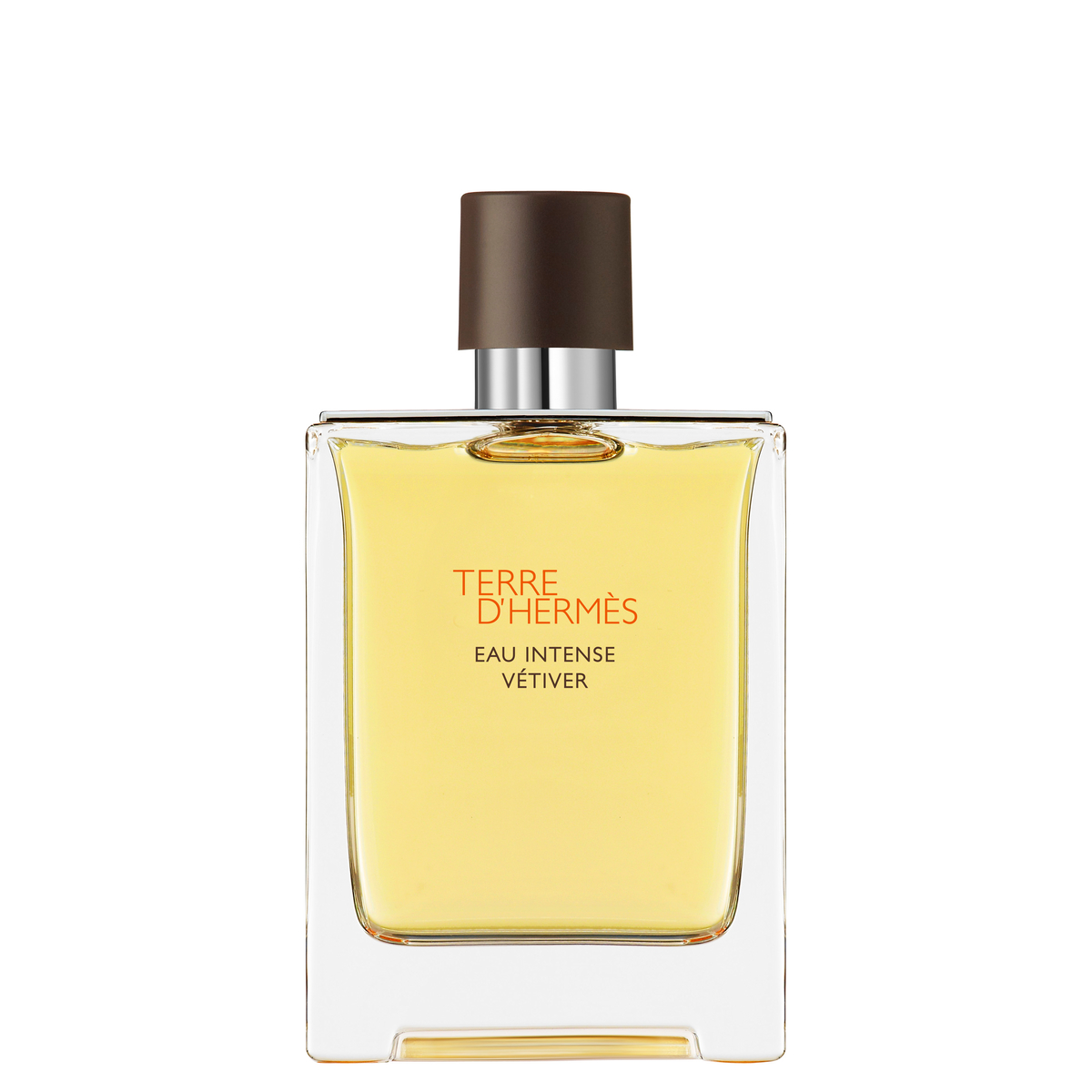 Hermès Terre D'Hermès Eau Intense Vétiver parfüm şişesi beyaz fonda