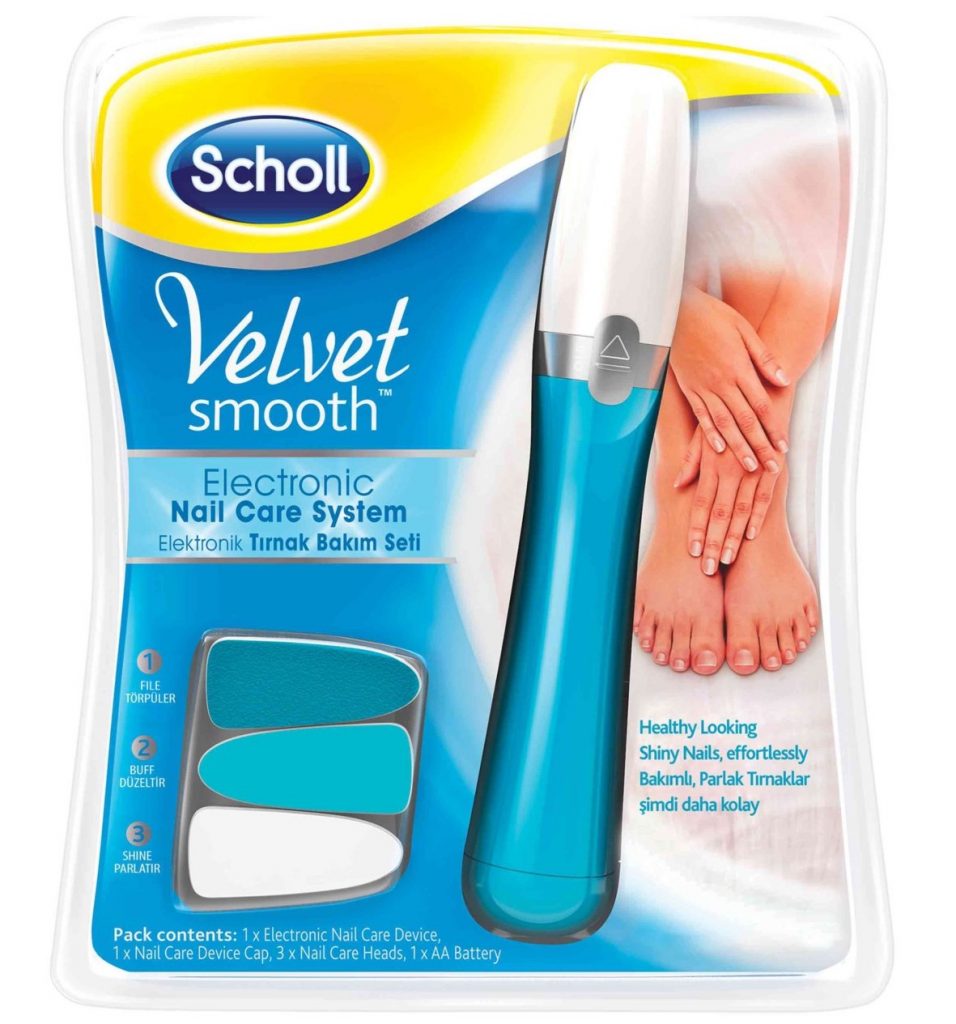 Scholl Velvet Smooth Elektronik Tırnak Bakım Seti ve başlıkları