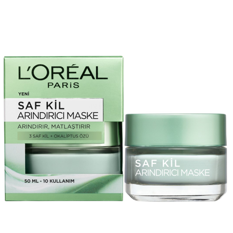 L'Oréal Paris Saf Kil Arındırıcı Maske kutusu ve kavanozu