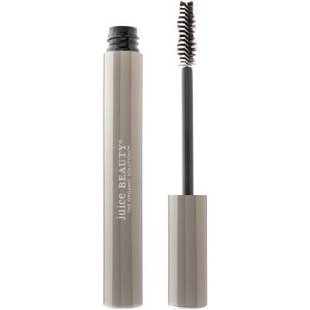 Juice Beauty maskara tüpü ve fırçası beyaz arka planda