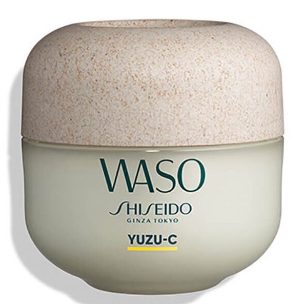 Shiseido Waso Yuzu-C kremi bej kapaklı açık yeşil kavanoz