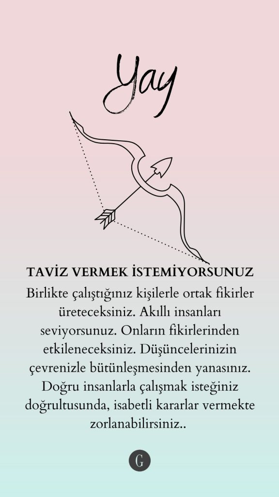 Yay burcu ok ve yay çizimiyle taviz vermeme temalı bir metin