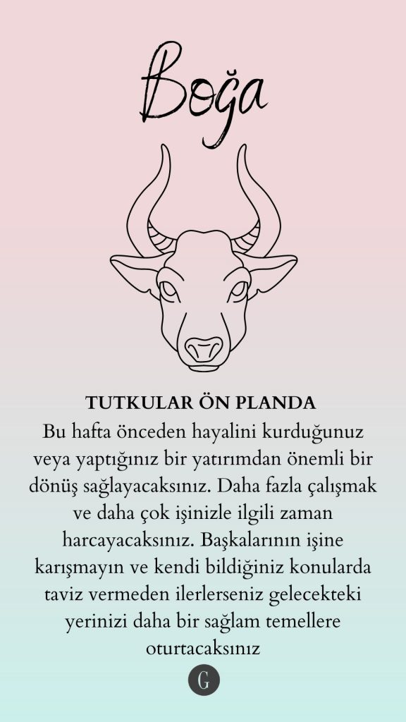 Boğa burcu haftalık yorumu, boğa illüstrasyonu ve kişisel gelişim tavsiyeleri