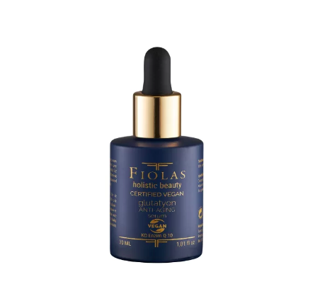 FIOLAS glutatyon anti-aging vegan serum koyu mavi şişesi