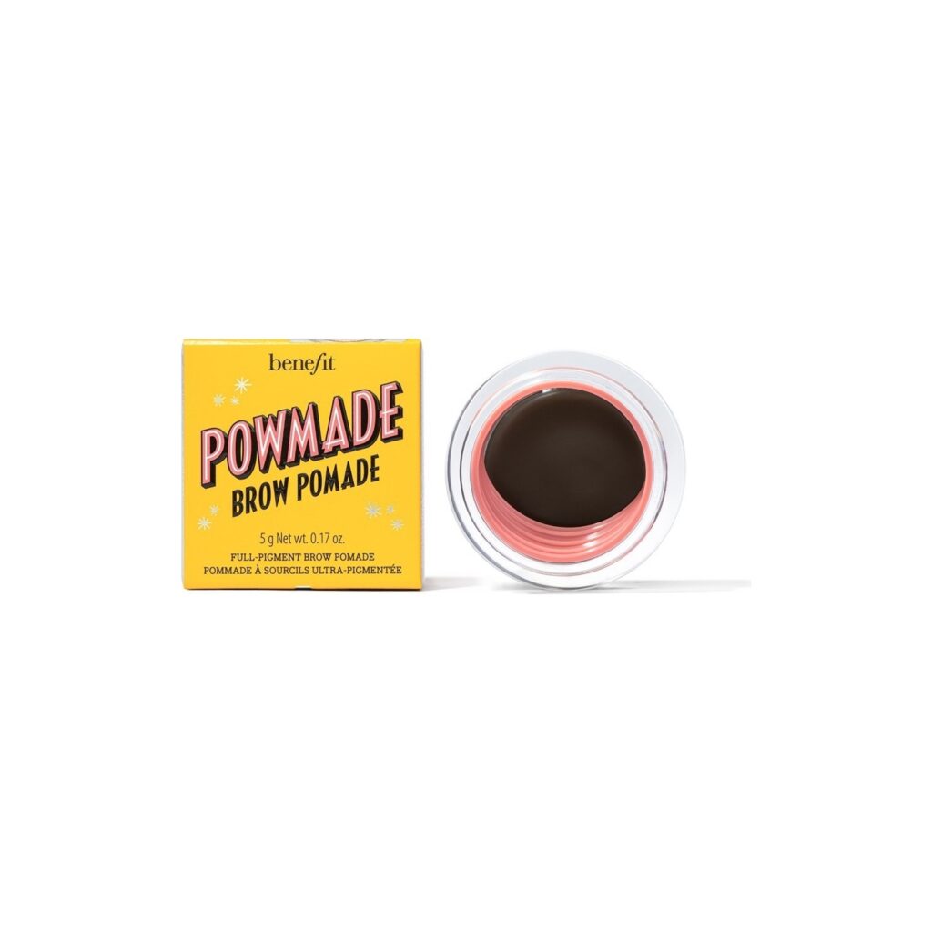 Benefit Powmade kaş pomadı sarı kutu ve açık kavanoz