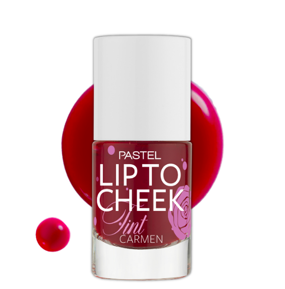 Pastel Lip to Cheek Tint Carmen kırmızı renkli şişe ve damla