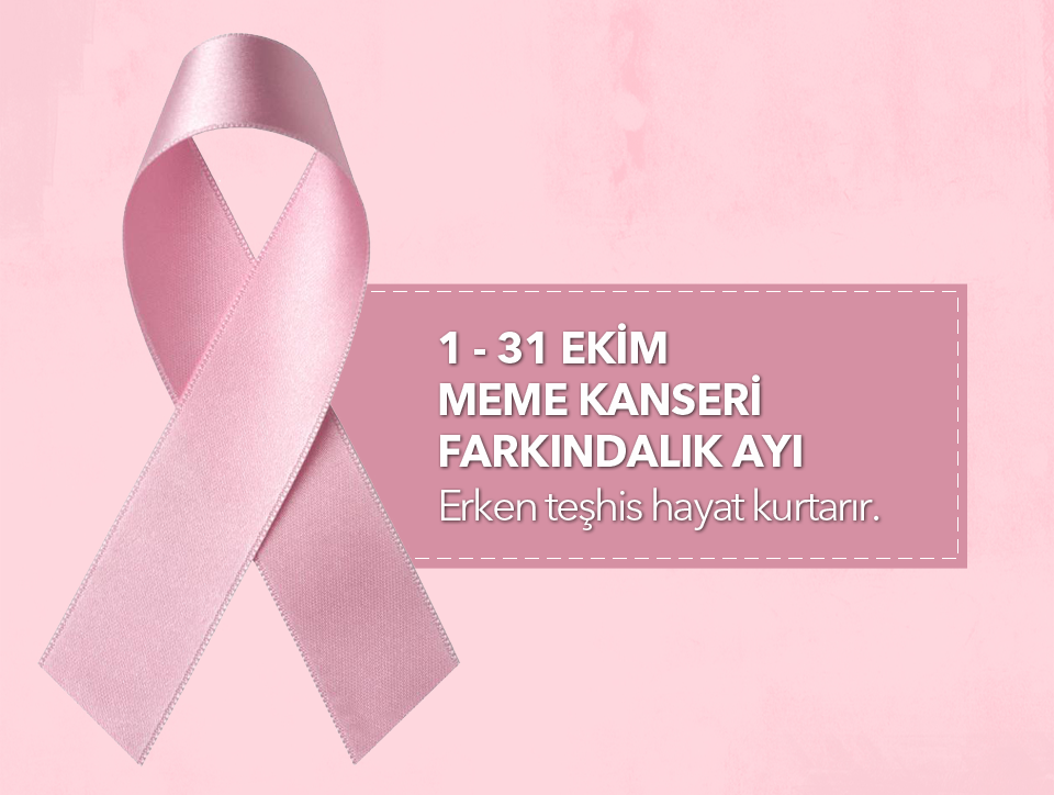 Pembe kurdele ve meme kanseri farkındalık ayı erken teşhis mesajı görseli