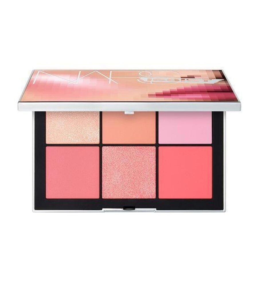 NARS markalı açık makyaj paleti altı farklı renk allık ve aydınlatıcı