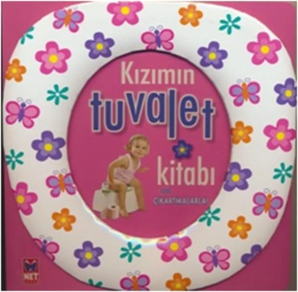 Kızımın tuvalet eğitimi kitabı kapağı çiçek kelebekli klozet şeklinde