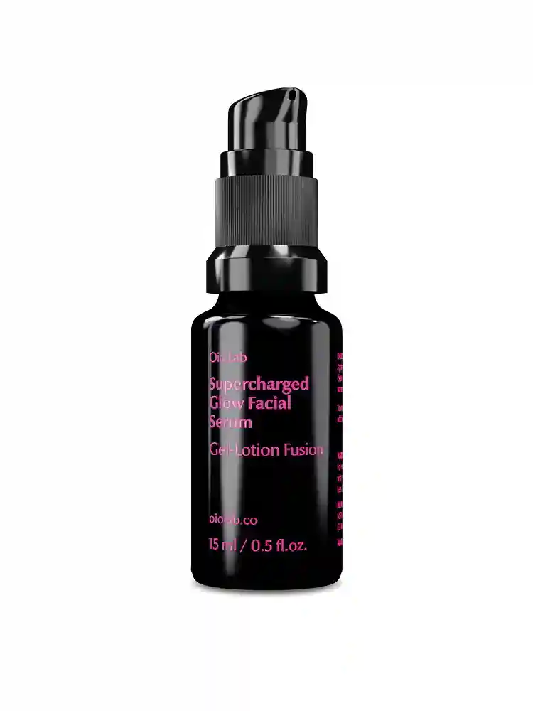 Siyah pompalı şişede Din Lab Supercharged Glow Yüz Serumu