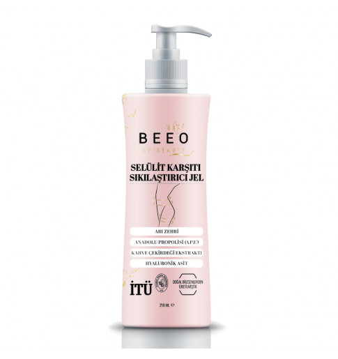 BEEO markalı pembe pompalı selülit karşıtı sıkılaştırıcı jel şişesi