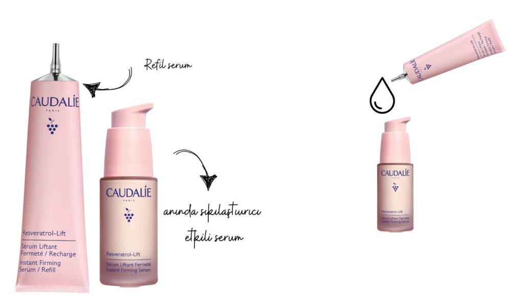 Caudalie Resveratrol-Lift anında sıkılaştırıcı serumu yeniden dolum işlemi