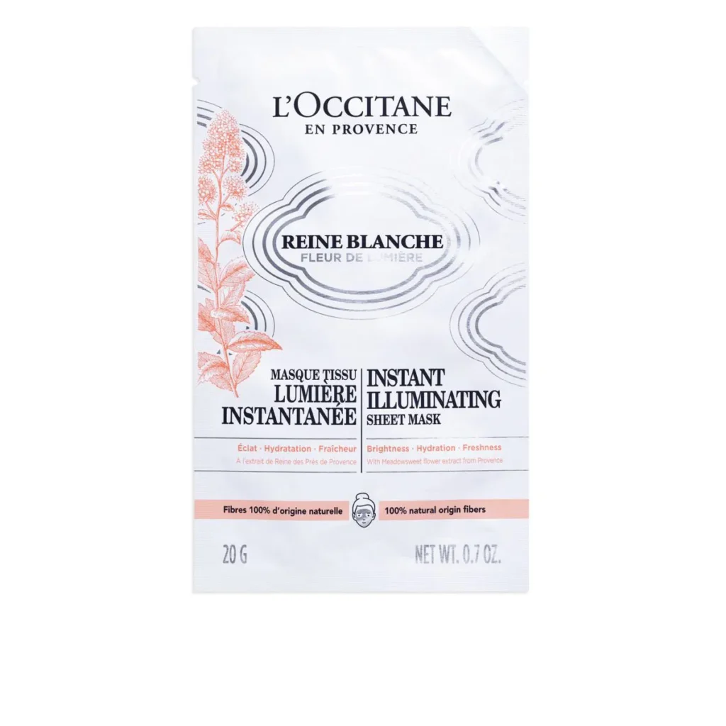 L'Occitane Reine Blanche aydınlatıcı kağıt yüz maskesi Provence özlü