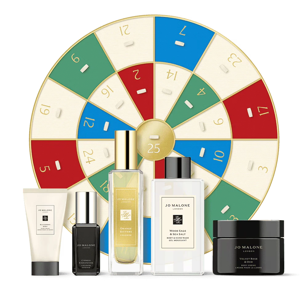 Jo Malone güzellik ürünleri ve renkli bir Noel takvimi