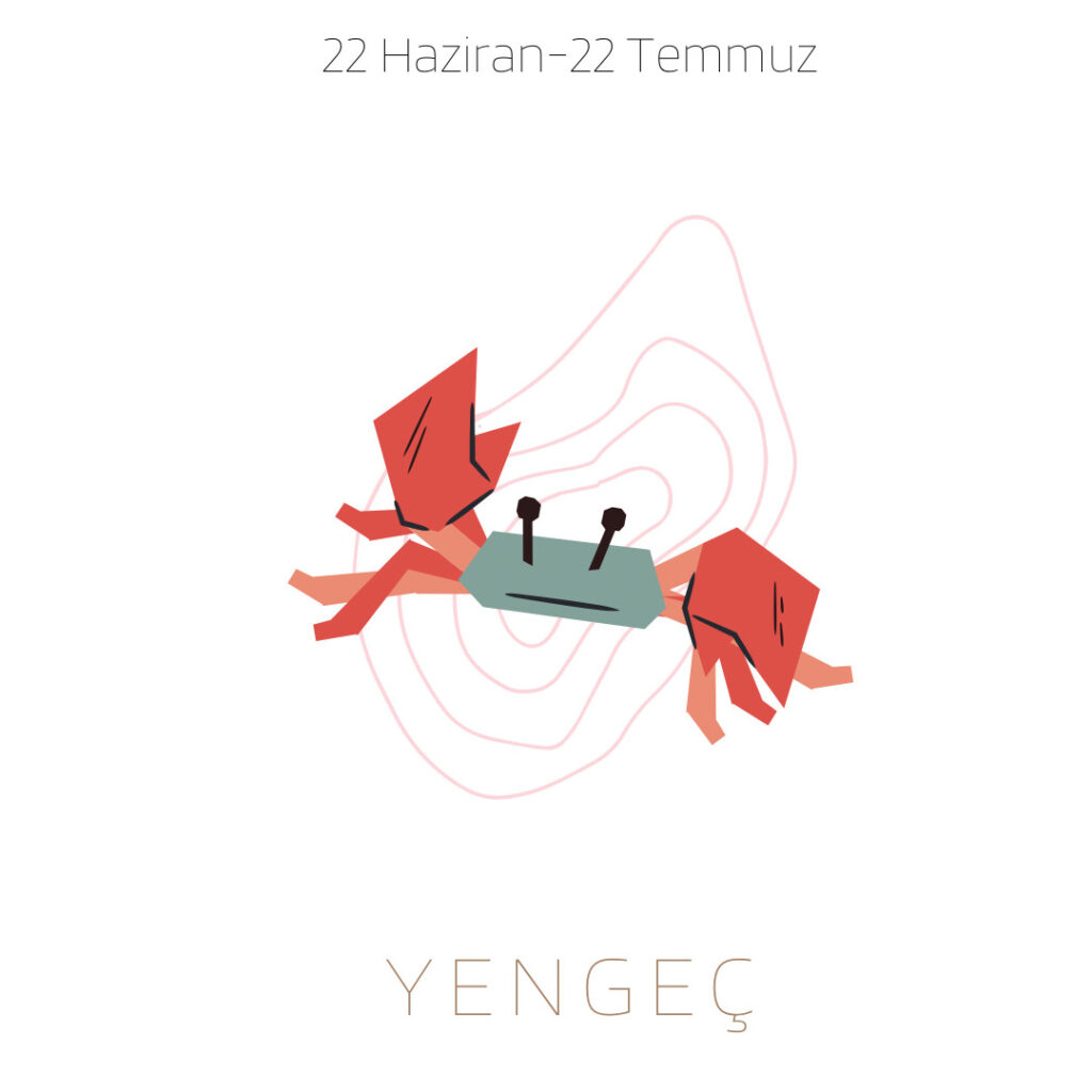 22 Haziran-22 Temmuz tarihleri için yengeç burcu sembolü çizimi