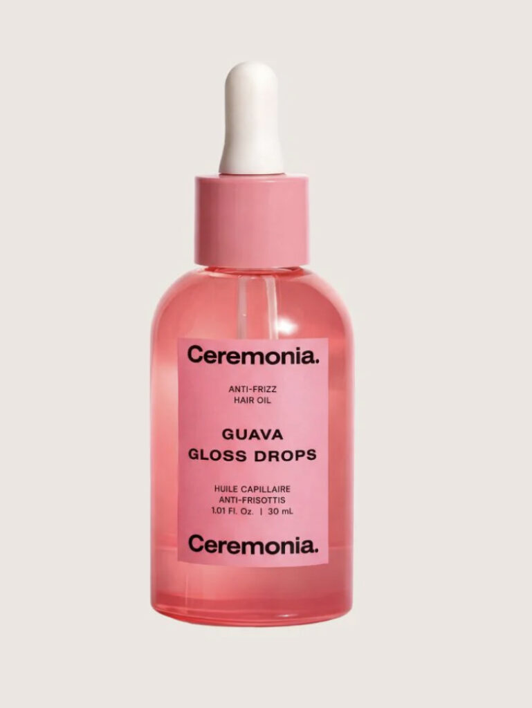 Pembe Ceremonia Guava Gloss Drops kabarık önleyici saç yağı şişesi